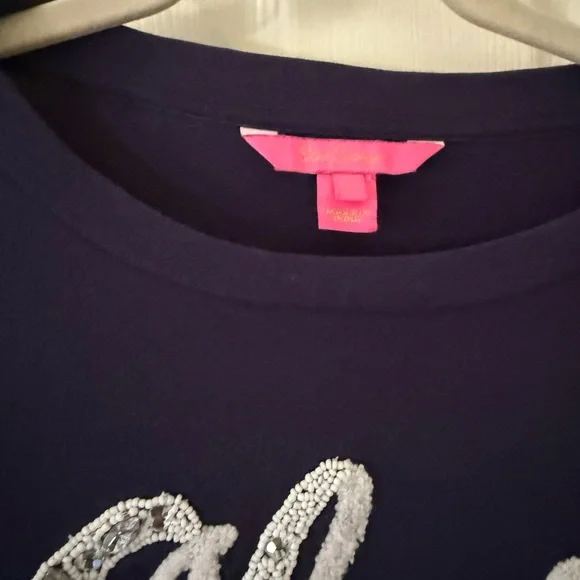 EUC Lilly Pulitzer Cheers Sweatshirt with Sparkling Embellishments - Picture 3 of 3